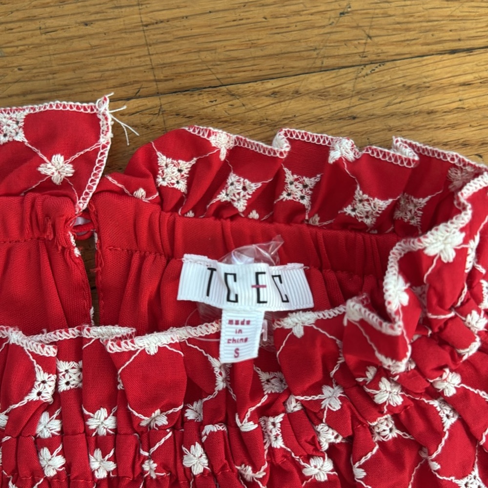 Red and White Geometric Dress